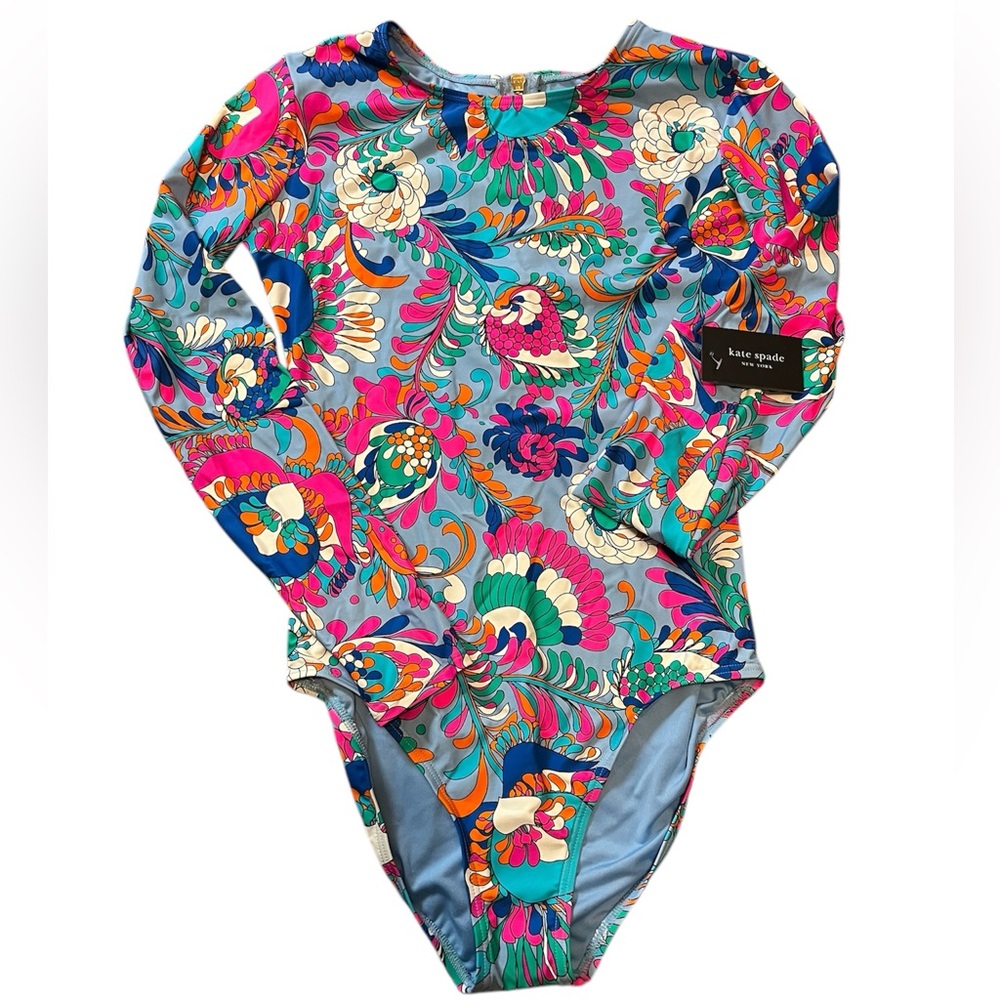🆕 Kate Spade Spring Water Paddle Board Rashguard Swimsuit